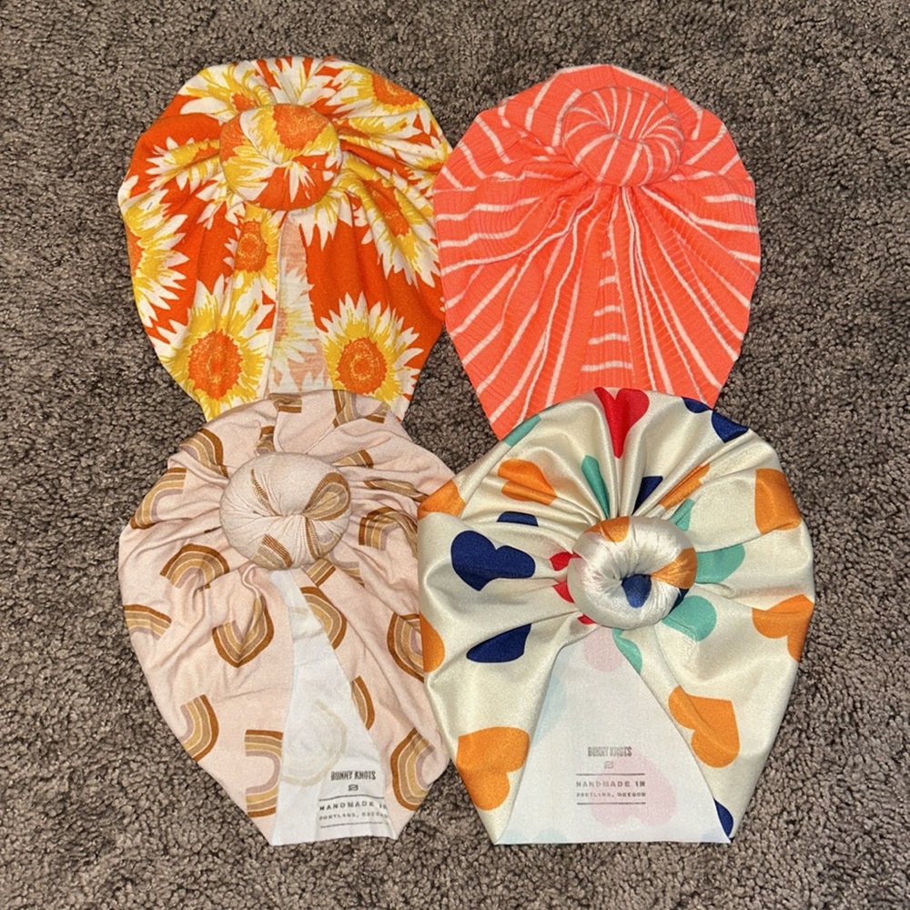 Bunny Knots size small 6-12m baby turban hats bundle!!
